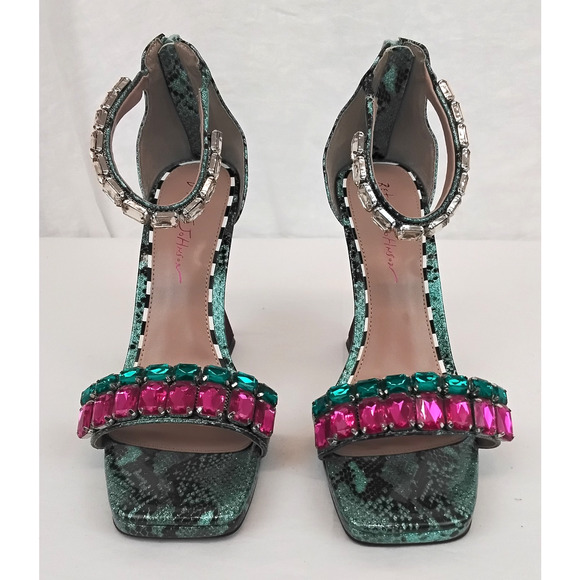 Betsey Johnson Emani Heels Women's Size 9.5 Teal & Purple w/ Rhinestones #W4154 - Picture 2 of 16